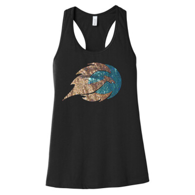 Ladies Bella+Canvas Jersey Racerback Tank - Shiny Spangle Firebird Thumbnail